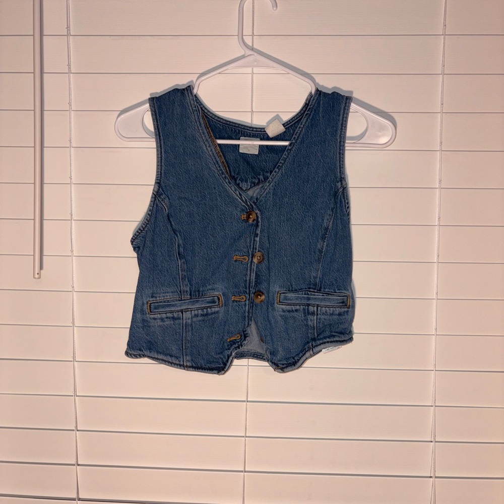 Denim Blue Sleeveless Jean Jacket